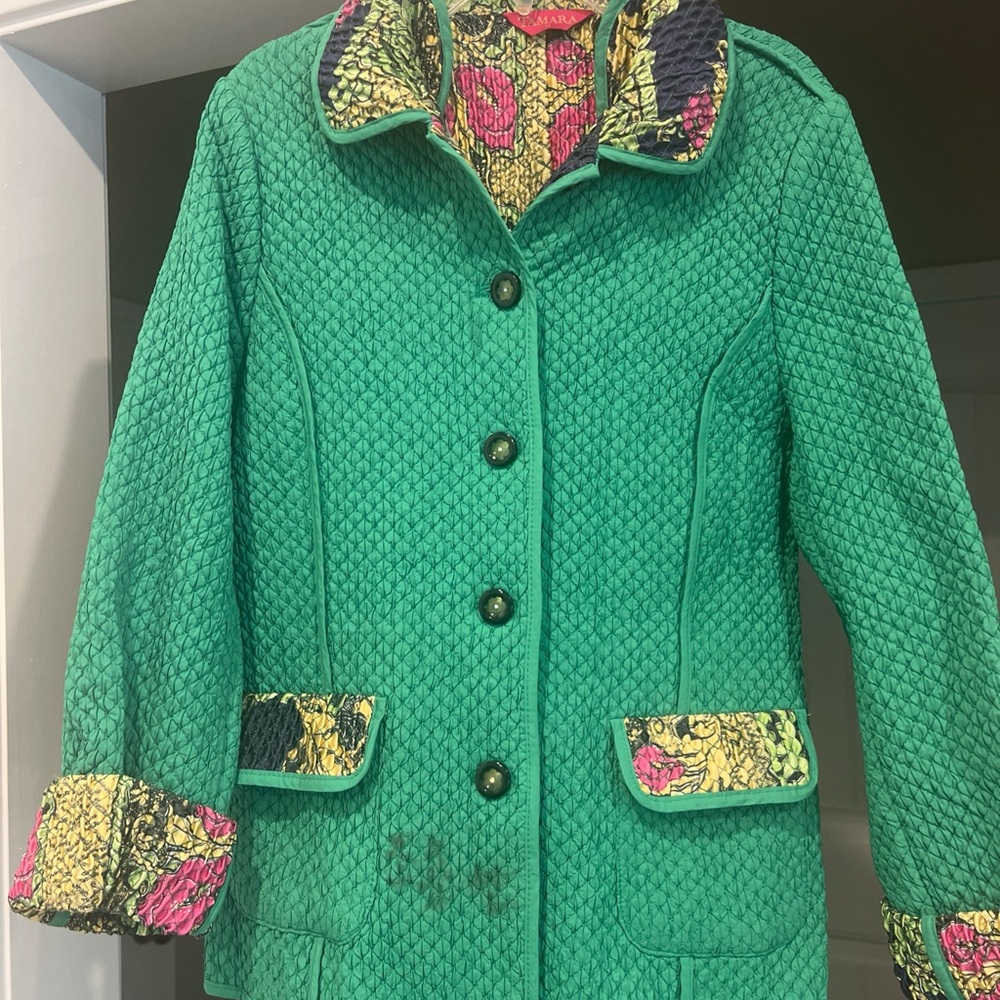 Tamara Cotton Quilted Jacket Boho Style-size 17 see Small Unknown Stain